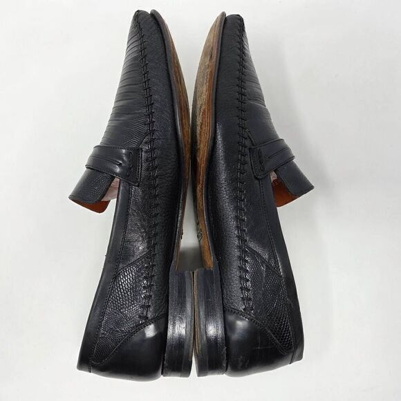 MEZLAN 1968 GENUINE LIZARD BLACK LEATHER STRAP BIT LOAFER MENS 10 M 6987 main image 9